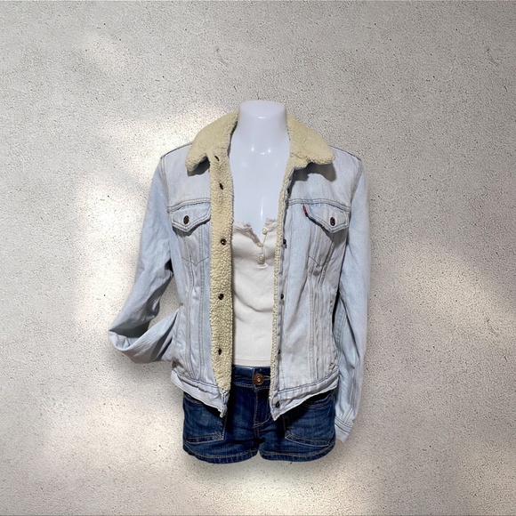 VTG Levi’s Big E Sherpa Lined Denim Trucker Jacket - Picture 1 of 7